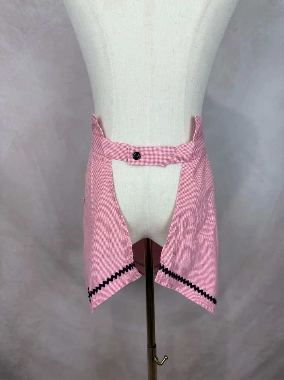 Vintage 1950s Red Gingham Half Apron Kitschy Kitchen